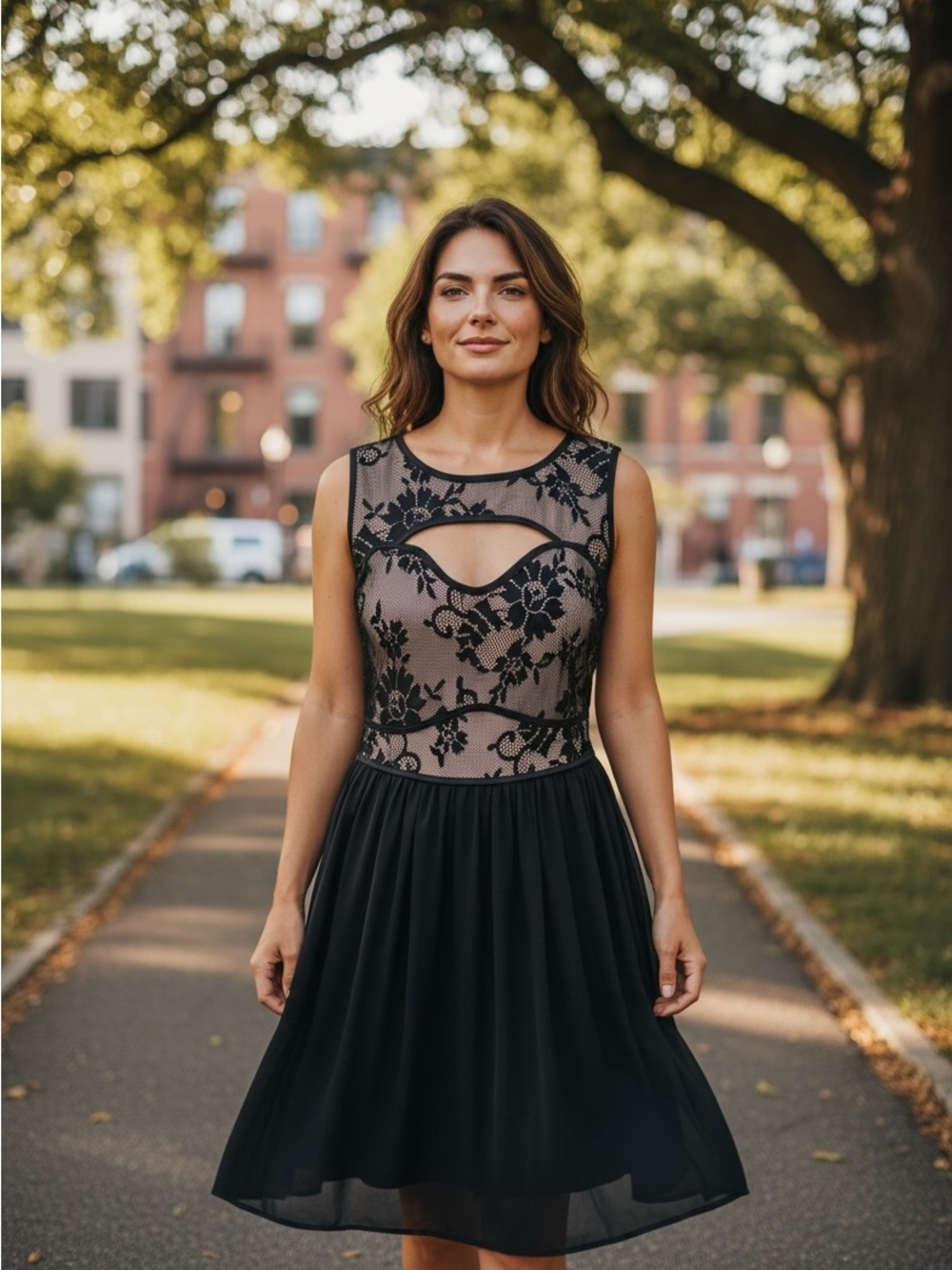 Black Lace Cutout Mini Dress